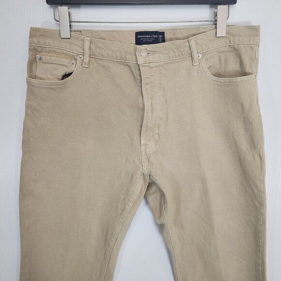 Abercrombie‎ & Fitch Jeans Mens 40x30 Tan Khaki AF Vintage Stretch 90s Straight - Picture 2 of 13